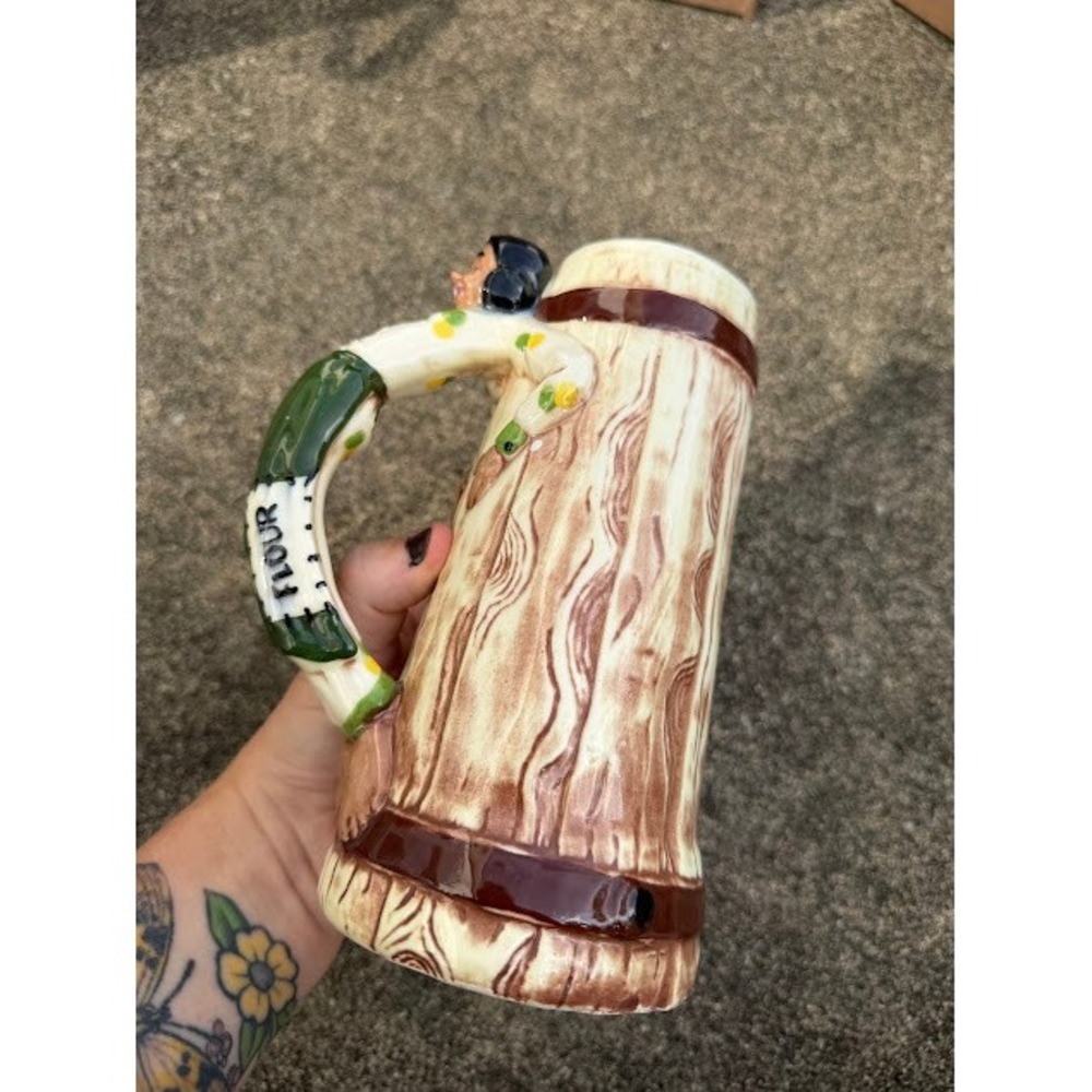 Vintage Kitsch Twin Winton Ceramic Mug Brown Baker Flour Sack Handle California - Picture 6 of 8
